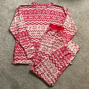 victoria secret pink christmas pajama set